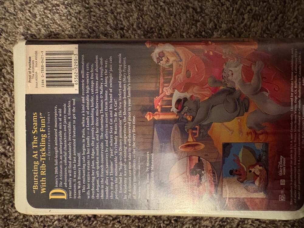 The Aristocats Walt Disney Masterpiece Collection VHS Tape - Picture 3 of 4